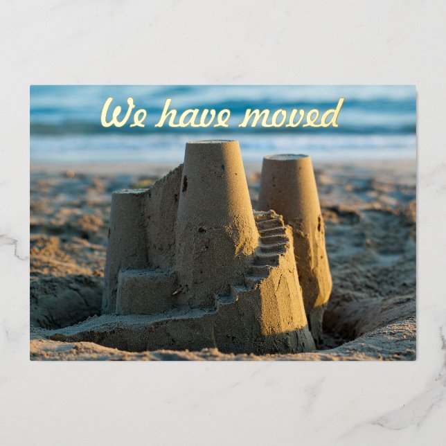 Sandcastle We have Moved Funny Moving Announcement (Front)