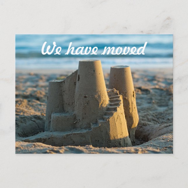 Sandcastle We have Moved Funny Moving Announcement Postcard (Front)