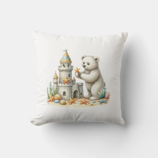 Sandcastles Throw Pillow (Front)