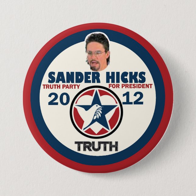 Sander Hicks Truth Party 2012 3 Inch Round Button (Front)