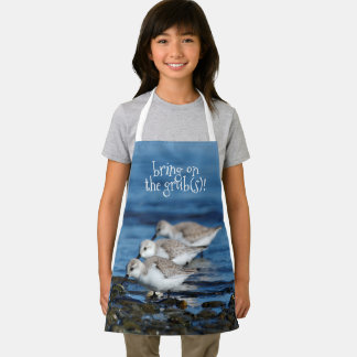 Sanderlings Feasting in Staggered Synchronicity Apron