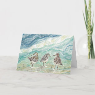Sanderlings on the beach - blank greeting card