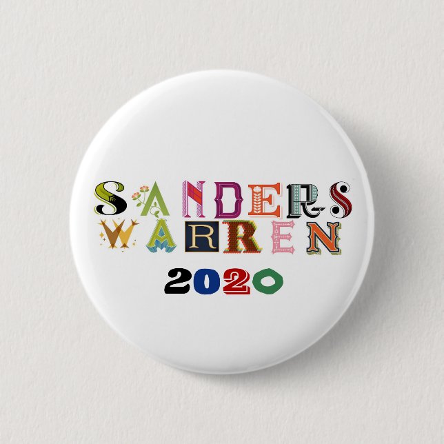 Sanders/Warren 2020 2 Inch Round Button (Front)