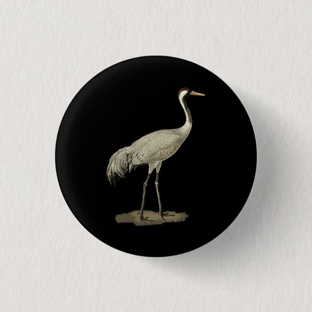 Sandhill Crane Antigone Canadensis Bird Refers Nor 1 Inch Round Button (Front)