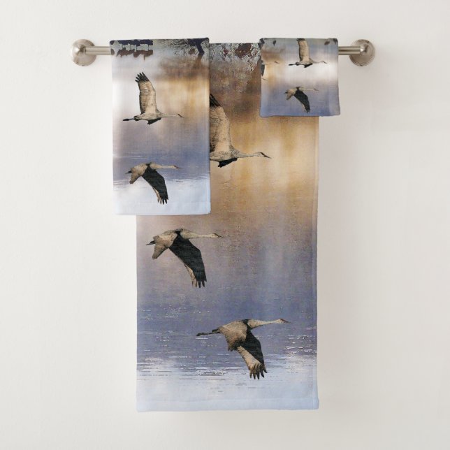 Sandhill Crane Birds Flying Wildlife Bath Towel (Insitu)