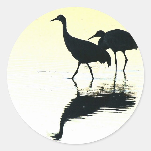 Sandhill Crane Birds Wildlife Animals Classic Round Sticker (Front)