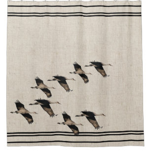 Sandhill Crane Birds Wildlife Faux Linen Stripes