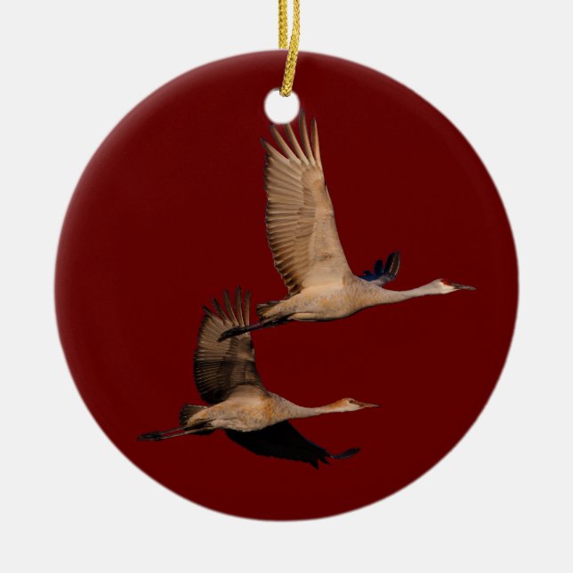 sandhill crane couple ceramic ornament (Front)