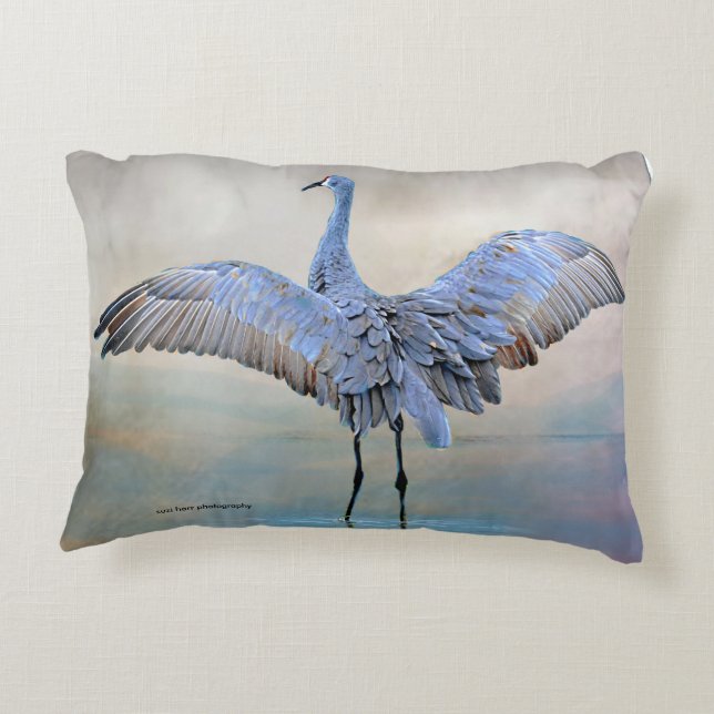 Sandhill Crane Dance Decorative Pillow (Back)