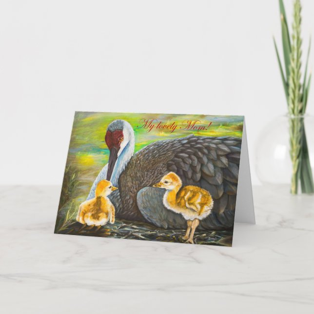 Sandhill crane Mother's Love Card (Front)