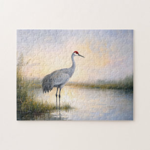 Sandhill Crane Painting Jigsaw Puzzle