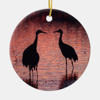 Sandhill cranes ceramic ornament