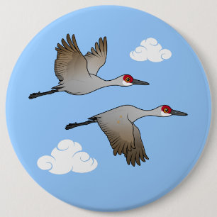 Sandhill Cranes in Flight 6 Inch Round Button