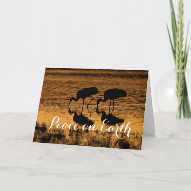 Sandhill Cranes, Peace on Earth Holiday Card (Front)
