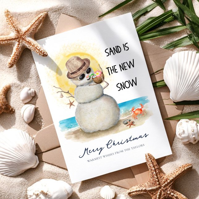 Sandman Tropical Beach Christmas Holiday Card (Creator Uploaded)