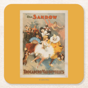 Sandow Trocadero Vaudevilles Carnival Theme Square Paper Coaster