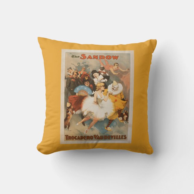 Sandow Trocadero Vaudevilles Carnival Theme Throw Pillow (Front)