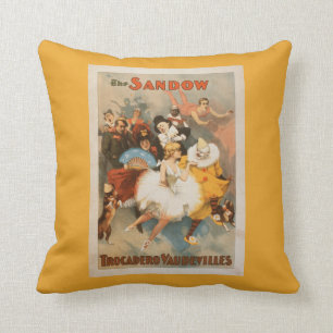 Sandow Trocadero Vaudevilles Carnival Theme Throw Pillow