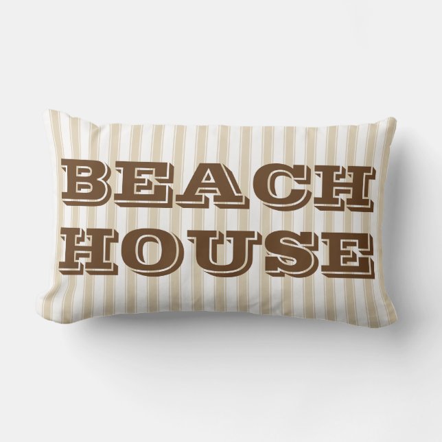 Sandpiper Birds & Stripes Beach House Neutral Lumbar Pillow (Front)