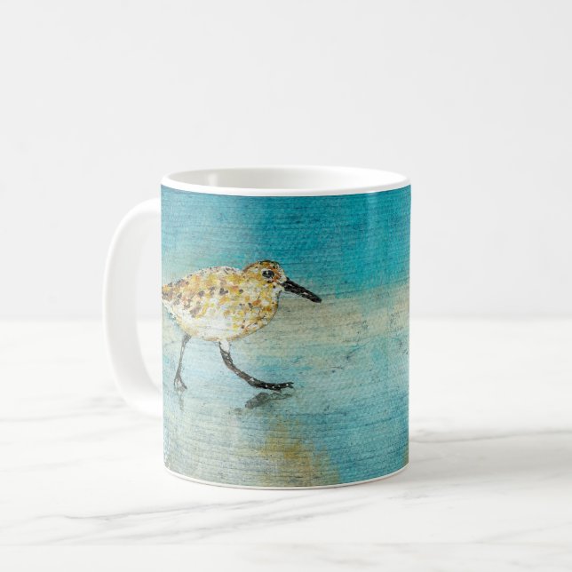 Sandpiper Coastal Bird Wading Ocean Beach Coffee Mug (Front Left)