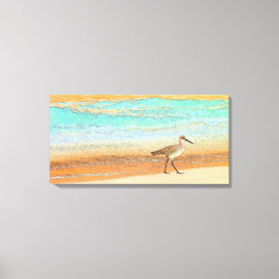 Sandpiper on beach canvas print