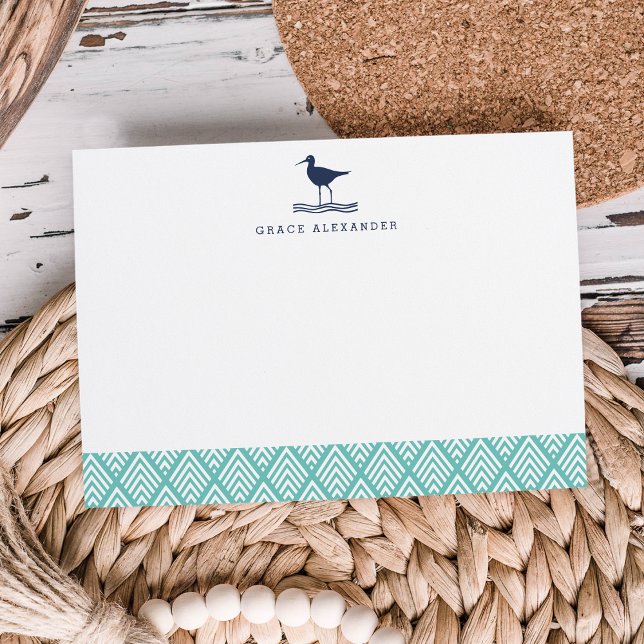 Sandpiper Personalized Stationery Flat Cards (Creator Uploaded)
