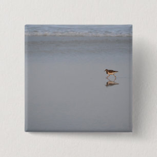 Sandpiper Running Along The Beach 2 Inch Square Button