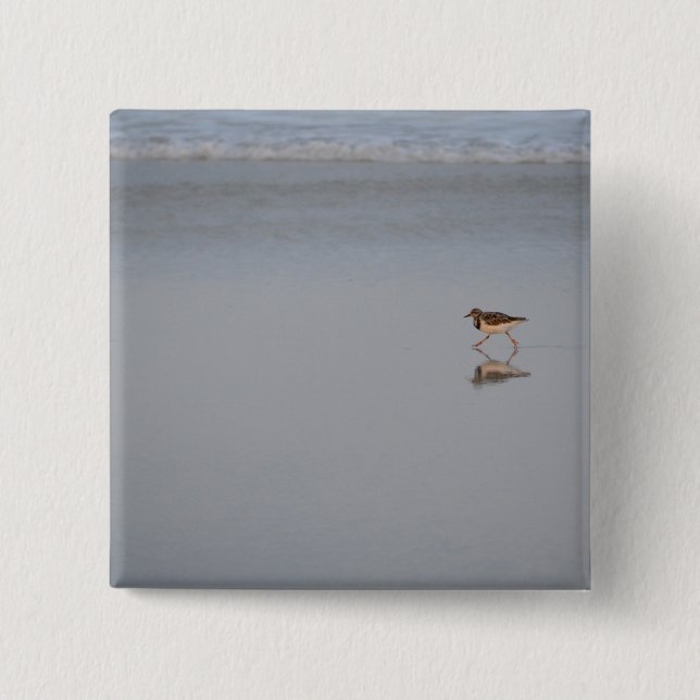Sandpiper Running Along The Beach 2 Inch Square Button (Front)