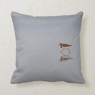 Sandpiper Running Along The Beach Throw Pillow