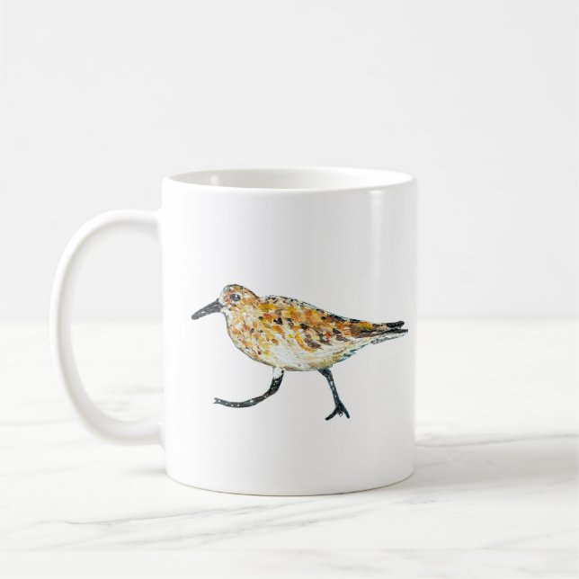 Sandpiper Shorebird Coastal Beach Art Coffee Mug (Left)