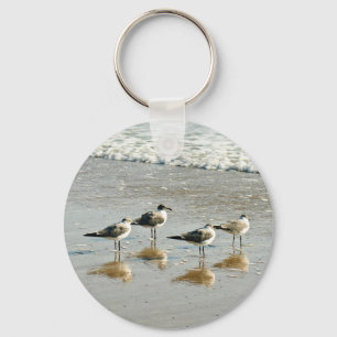 Sandpipers at the ocean's edge keychain