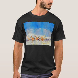 Sandpipers, Beach, Waves, Ocean, Watercolor T-Shirt