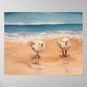Sandpipers by the Sea Shore Poster