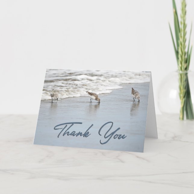 Sandpipers in the Surf Photo Thank You Card (Front)