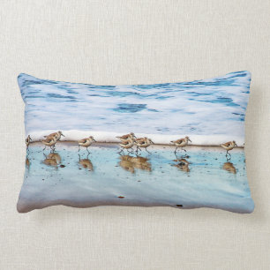 Sandpipers Running Along The Beach Lumbar Pillow