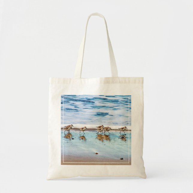 Sandpipers Running Along The Beach Tote Bag (Front)