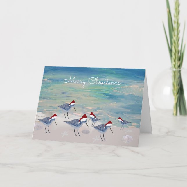 Sandpippers Christmas coastal Holiday greeting. (Front)