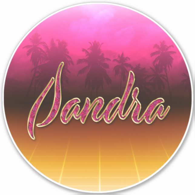 Sandra First Name Name golden pink sticker (Front)
