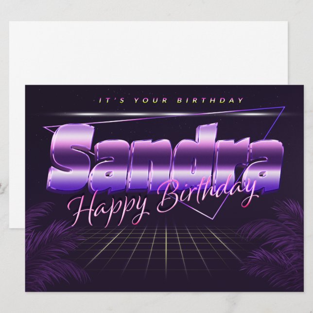 Sandra Name First Name pura retro Map Birthday Card (Front/Back)