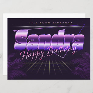 Sandra Name First Name pura retro Map Birthday Card