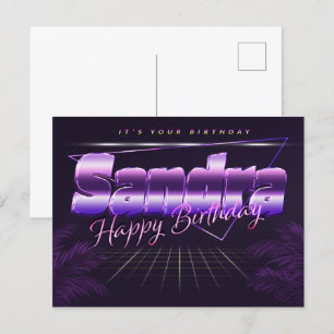 Sandra Name Vorname lila Postkarte Geburtstag Postcard
