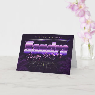 Sandra prénom carte rétro lilas anniversaire