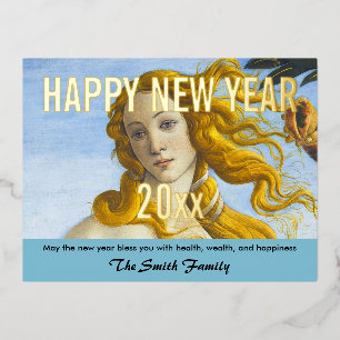 Sandro Botticelli - Birth of Venus Happy New Year Foil Holiday Postcard
