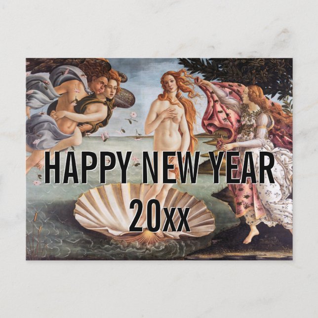 Sandro Botticelli - Birth of Venus Happy New Year Postcard (Front)