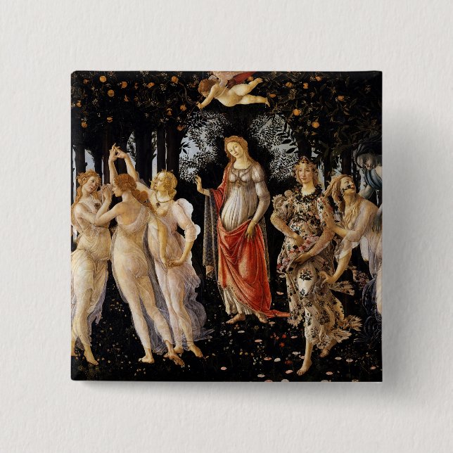 Sandro Botticelli - La Primavera 2 Inch Square Button (Front)