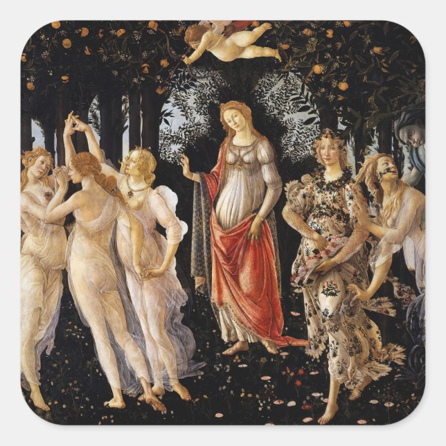 Sandro Botticelli - La Primavera Square Sticker (Front)