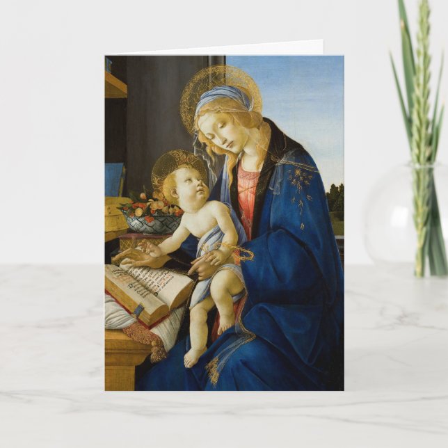 Sandro Botticelli Madonna of the Book Child Jesus Holiday Card (Front)