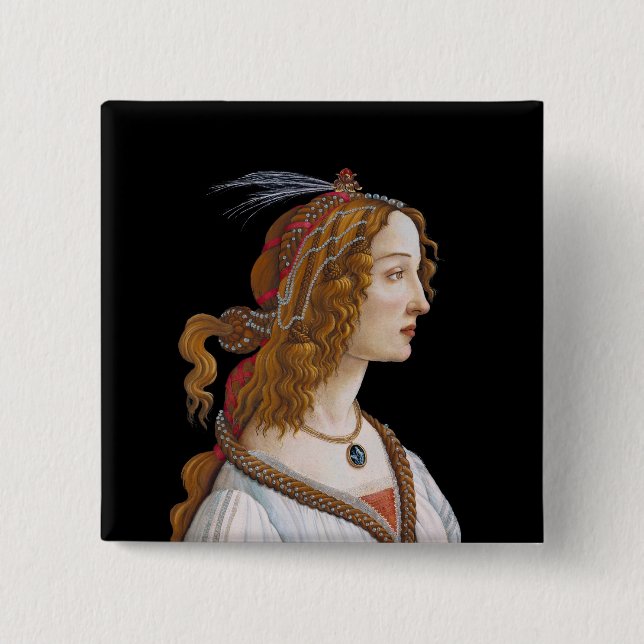 Sandro Botticelli - Portrait of Simonetta Vespucci 2 Inch Square Button (Front)