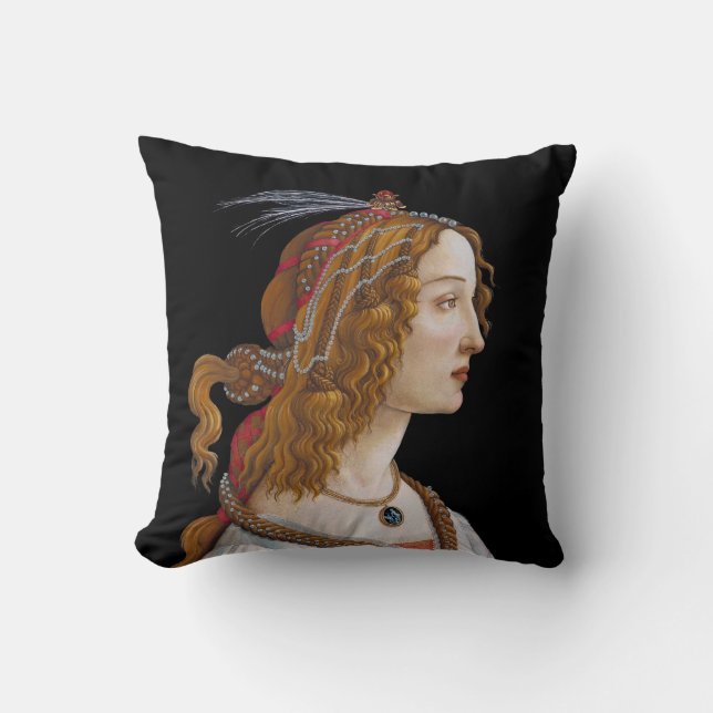 Sandro Botticelli - Portrait of Simonetta Vespucci Throw Pillow (Front)