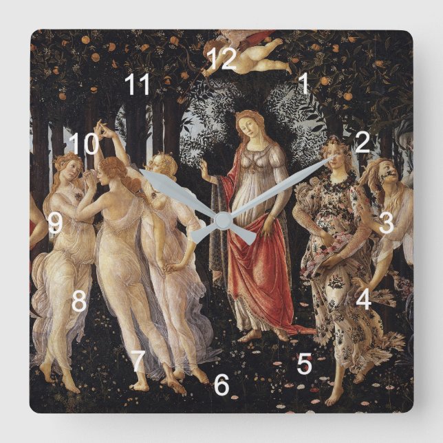 Sandro Botticelli , Primavera（Spring） スクエア壁時計 Square Wall Clock (Front)